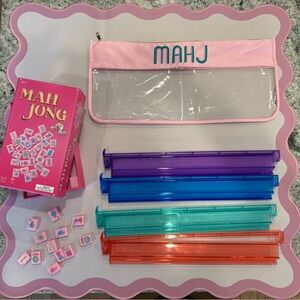 Pink Mahjong Set with Multi-Colored Racks 🀄️